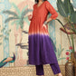 Rust Ombre Dyed V-Neck Pure Cotton Anarkali Kurta With Trousers