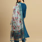 Women Blue Silk Blend Kurta Pant Dupatta Set