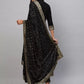 Women Black Cotton Blend Kurti Pant Dupatta Set