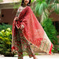 Women Green & Red Viscose Rayon Kurta Pant Dupatta Set