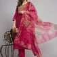 Women Pink Silk Blend Kurta Pant Dupatta Set