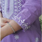 Women Purple Cotton Blend Kurta Pant Dupatta Set