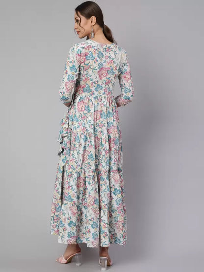 Women Printed Pure Cotton Flared Kurta