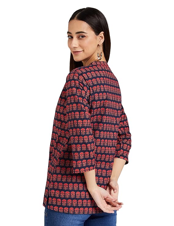 Cotton Navy Red Tunic