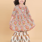 Girls White Printed Gotta Patti Pure Cotton Kurti with Sharara