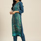 Women Blue Ethnic Motifs Printed Kurta with Solid Trousers