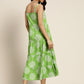 Women Green & White Ethnic Motifs Printed Tiered A-Line Dress