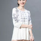 Casual Regular Sleeves Embroidered Women White Top