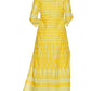 Women's Yellow Cotton Printed Straight Kurti with Palazzos Set