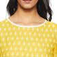 Women's Yellow Cotton Printed Straight Kurti with Palazzos Set