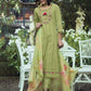 Green & Pink Floral Embroidered Pure Cotton Kurta With Trousers & Dupatta