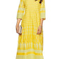 Women's Yellow Cotton Printed Straight Kurti with Palazzos Set