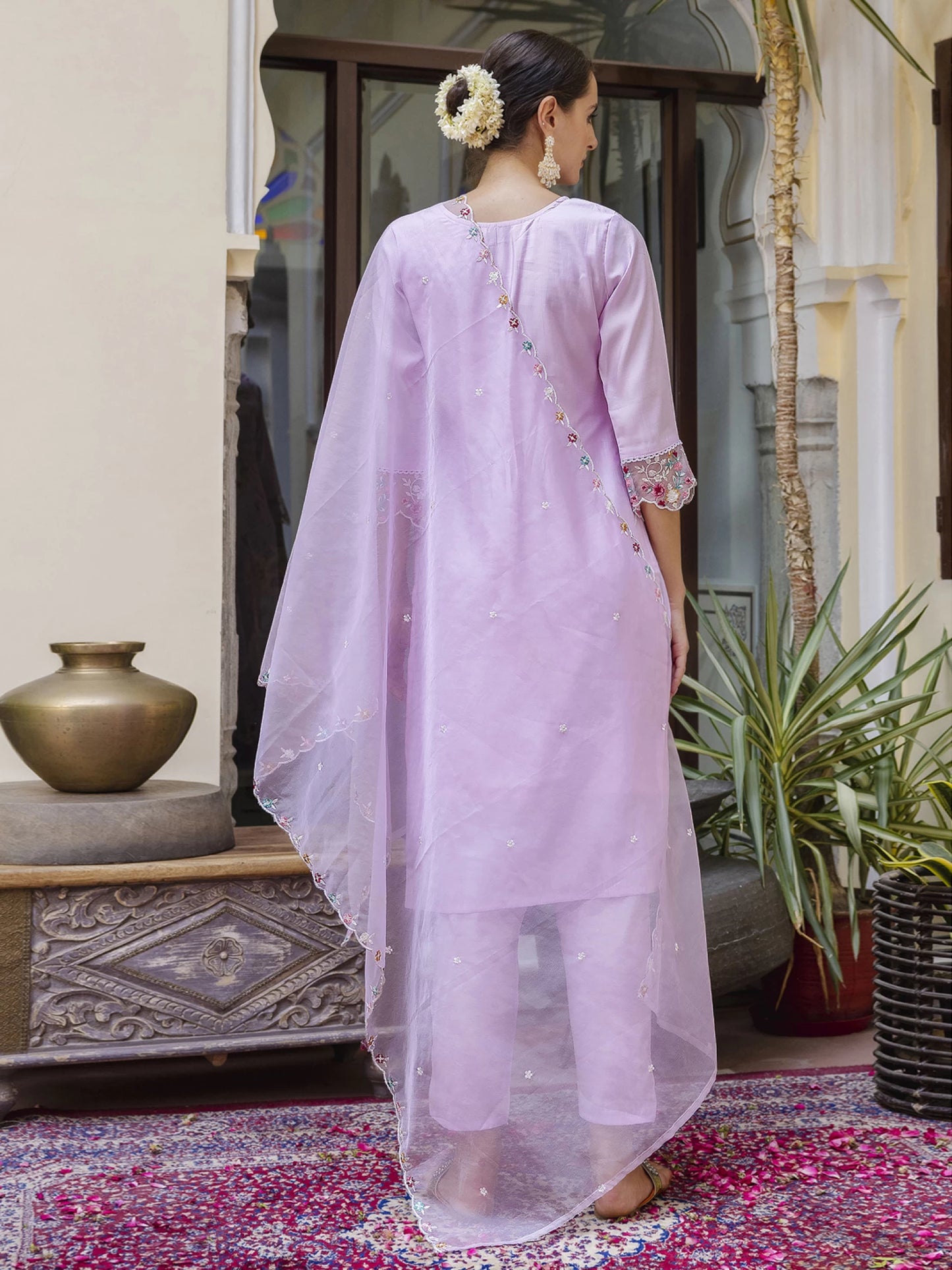 Lavender Kurta pant dupatta set