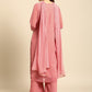 Women Pink Ethnic Motifs Embroidered Sequinned Kurta with Palazzos & Dupatta