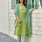 Women Green Viscose Rayon Kurta Pant Dupatta Set