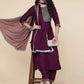 Women Purple Silk Blend Kurta Palazzo Dupatta Set