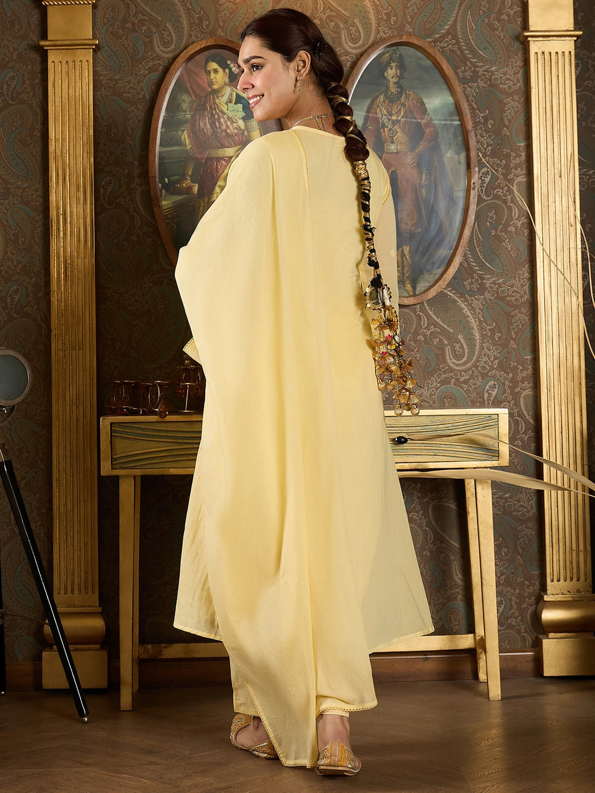 Women Pure Cotton Kurta Pant Dupatta Set