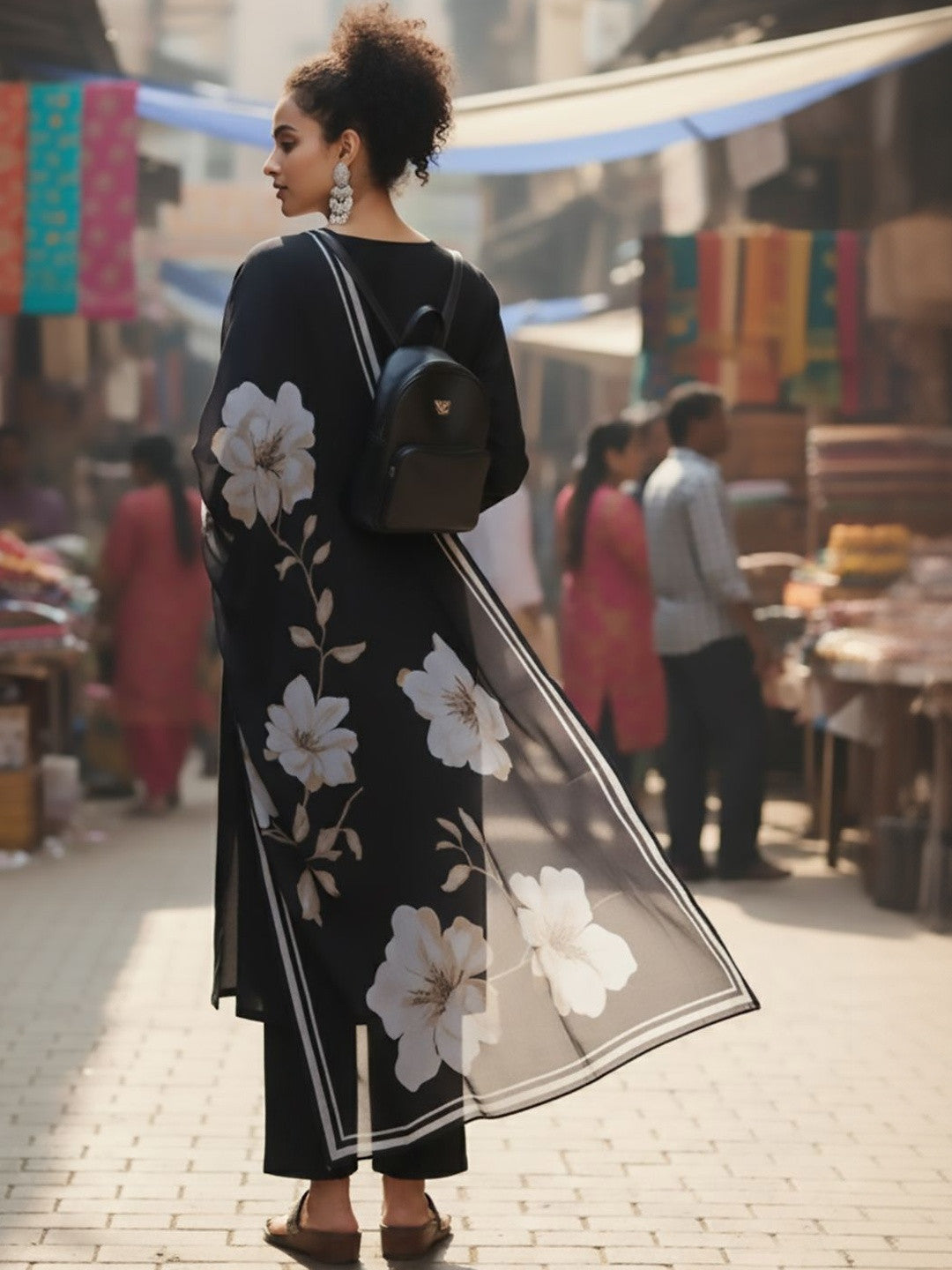 Women Floral Regular Thread Work Kurta with Trousers & With Dupatta - Amy's Cart