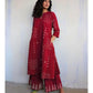 Red Cotton Kurta Palazzo Set