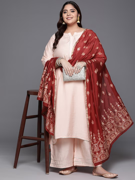 Plus Size Gotta Patti Kurta with Palazzos & Dupatta