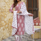 Ethnic Motifs Printed Notched Neck Kurta with Trousers & Dupatta