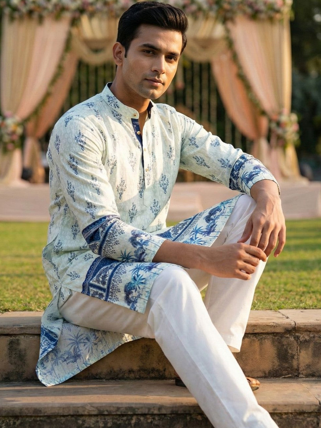 Men Ethnic Motifs Printed Regular Kurta with Pyjamas