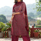 Ethnic Motifs Printed V-Neck Straight Kurta & Palazzos With Dupatta