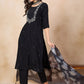 Black Ethnic Motifs Embroidered Chanderi Silk Straight Kurta & Trouser With Dupatta