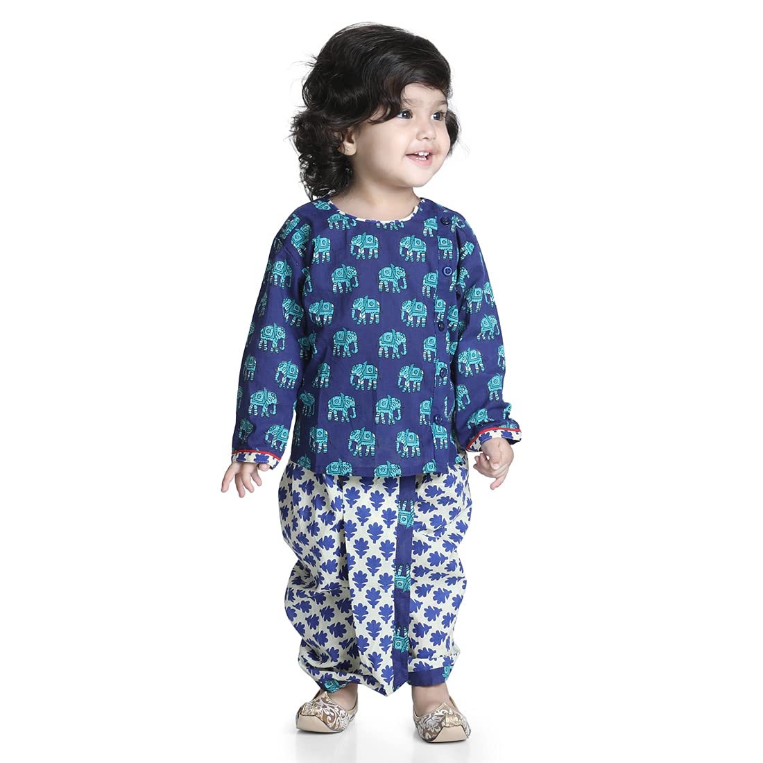 Boys Blue Empire Pure Cotton Kurta With Dhoti Pants