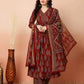 Women Maroon A-line Viscose Rayon Kurta Pant Dupatta Set