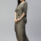 Beige & Black Printed Kimono Maxi Nightdress