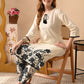 Floral Printed Round Neck Pure Cotton Straight Kurta With Trousers - Amy's Cart
