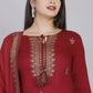 Women Red Viscose Rayon Kurti Palazzo Dupatta Set