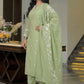 Women Floral Embroidered Regular Thread Work Chanderi Cotton Kurta with Trousers & With Dupatta