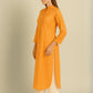 Women Orange Cotton Blend Printed Kurta Sets - Amy's Cart