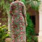 Women Green & Red Viscose Rayon Kurta Pant Dupatta Set