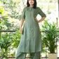 Women Green Pure Cotton Kurta Palazzo Set