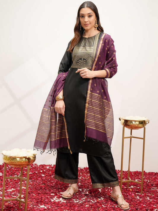 Printed Regular Kurta with Palazzos & With Dupatta