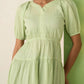 The Lifestyle Co Women Sweetheart Neck Puff Sleeve Fit & Flare Tiered Midi Dress