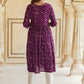 Leheriya Printed Pleated Thread Work Kurta With Trousers