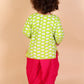 Boys Fluorescent Green Animal Printed Angrakha Pure Cotton Kurta with Dhoti Pants