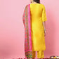 Women Yellow Silk Blend Kurta Pant Dupatta Set