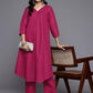 Women Magenta Solid A-Line Kurta & Trousers set