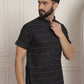 Stripes Printed Mandarin Collar Cotton Straight Kurta