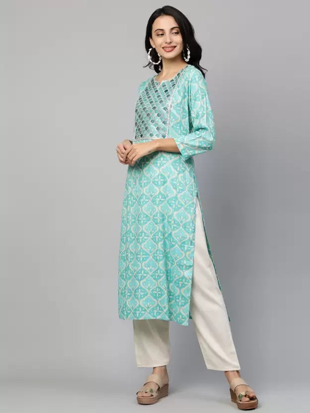 Women Striped Viscose Rayon Straight Kurta