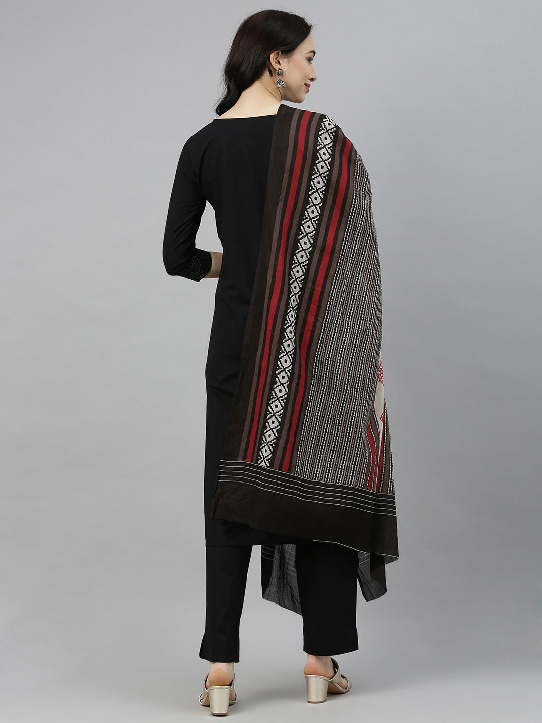 Women Black Yoke Design Kurta with Palazzo & Dupatta