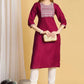 Women Maroon Cotton Blend Kurta Pant Set