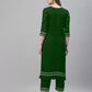 Women Green Viscose Rayon Kurta and Palazzo Set