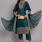 Women Teal Silk Blend Kurta Pant Dupatta Set