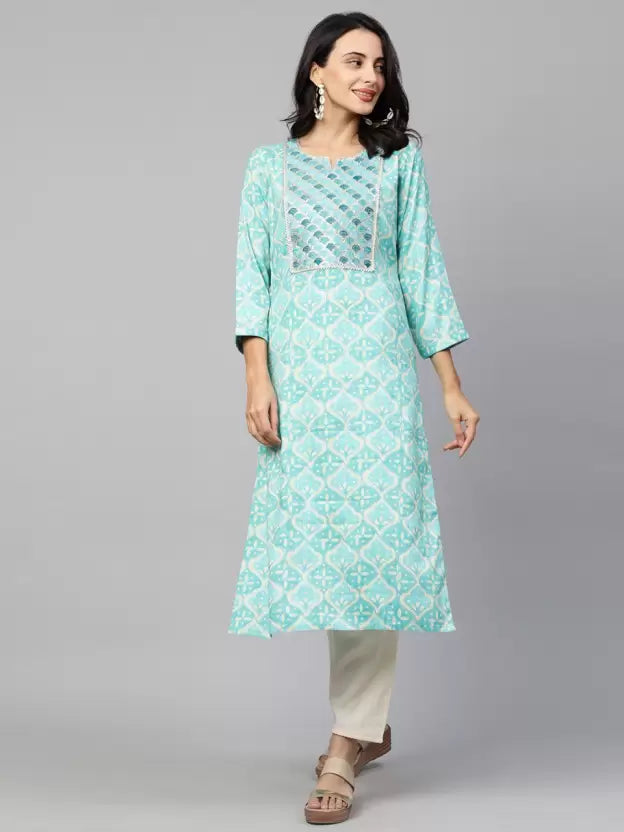 Women Striped Viscose Rayon Straight Kurta